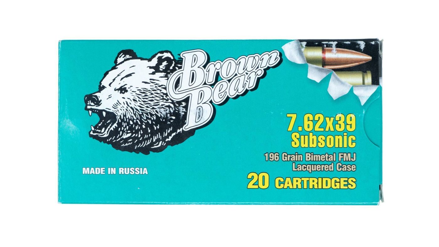 Brown Bear Ammo 7.62x39mm 196-Grain Subsonic Ammunition Case 500rds